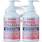 Alozera Firming Body Lotion, Retinol & Collagen Anti-Aging Body Moisturizer, Lightweight & Fast Absorbing Lotion for Crepey Skin, Improves Skin Elasticity, No Added Fragrance, 16.9 oz (Pack of 2)