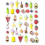 MGGFBLEY 40PCS(20PAIRS) Food Charms for Jewelry Making – Cute Resin Earring & Keychain, Kawaii Bulk Mini Charms for Craft DIY, Kandi, Bag & Rave Accessories (Food Mix02)