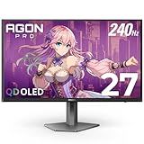 AOC Agon PRO AG276QZD2 27" QD-OLED Gaming Monitor QHD 2560x1440, 240Hz 0.03ms, HDR 400, HDMI 2.0 x2, Display Port x2, Built in Speakers, G-Sync Compatible, Console Gaming Ready, 3-Year Zero-Bright-Dot