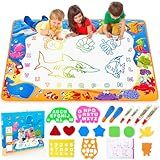 Water Doodle Mat - Kids Painting Writing Color Doodle Drawing Mat Toy Bring Magic Pens Educational Toys for Age 3 4 5 6 7 Year Old Girls Boys Age Toddler Gift
