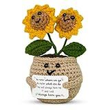 OASSIE Best Friend Birthday Gifts for Women - Emotional Support Crochet Sunflower with Card - Best Friend Friendship Birthday Gifts for Women Friends Bestie BFF Coworker, Gift for Friends Female