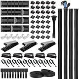 OneLeaf 183Pcs Cable Management Kit, Multifunction Wire Organizers for Cords, Cable Organizer for Desk, Computer Cord Management, Various Accessories Chord Organization for Home, Office, Data Centers