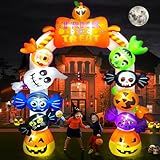 Kalolary 10FT Tall Halloween Inflatables Archway Candy Ghost, Giant Halloween Outdoors Decoration Pumpkin Arch Blow Up Yard Decorations with Build-in Lights for Yard Garden Lawn Indoor Outdoor Decor