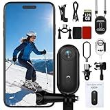 NUISK 4K Thumb Action Camera | 128G Sports Camera for POV Photoshooting: Waterproof Sports Camera The Size of a Thumb Suitable for Running Cycling Swimming Hiking Adventure Etc (Black)