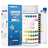 Aquarium Test Strips for Freshwater Fish: 7 in 1 Fish Tank Water Testing Kit for Aquarium Pond - Accurate Testing Nitrate Nitrite Hardness Free Chlorine pH Carbonate Total Alkalinity-100 Strips