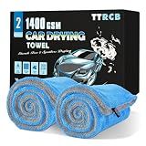 TTRCB 2 Pack Car Drying Towels (48" x 24"), Extra Large Microfiber Towels for Cars, 1400 GSM Ultra-Absorbent, Streak Free, Double Twisted-Loop Drying Towels Car Detailing for SUV, RV, Trucks