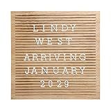 Pearhead Wooden Letter Board, 10 x 10 Inch Felt Message Board with Letters and Numbers for Baby Milestones and Home Décor
