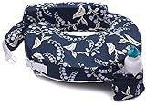 My Brest Friend Original Nursing Pillow Enhanced Ergonomics Essential Breastfeeding Pillow Support For Mom & Baby W/ Convenient Side Pocket, Double Straps & Slipcover, Navy Bluebells