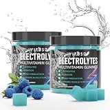 VIFSSG Electrolytes Gummies No Sugar, 120 Chewable Electrolyte Gummies with 6 Electrolytes for Runners and Endurance Sports, Refreshing Blue Raspberry, Hydration Electrolyte Chews, 2 Pack