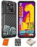 RUGONE Xever 7 Pro Thermal Rugged Phone, Dual 5550mAh Swappable Batteries Dual 5G, 24GB+512GB Dimensity 7025, 6.67" 120Hz AMOLED Screen, 64MP+50MP+32MP Camera, eSIM/Flashlight/Waterproof/NFC, Black
