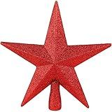 Ornativity Glitter Star Tree Topper - Christmas Red Decorative Holiday Trees Toppers Sparkle Bethlehem Star Decor Xmas Ornament 8"