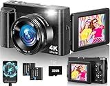4K Digital Camera for Photography, Autofocus 48MP Vlogging Camera with Flash, 3" 180° Flip Screen, 16X Zoom, 32GB Card and Battery Charger, Point and Shoot YouTube Camera for Teens, Adults, Beginners