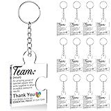 DRMNPKT Set of 12 Team Appreciation Gifts for Coworkers Bulk, Employee Appreciation Gifts Thank You Keychain for Team Staff Teachers, Teamwork Gift Office Puzzle Piece Acrylic Keychains, Multicolor