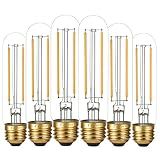 LiteHistory Dimmable E26 LED Bulb 4W Equal 40 Watt Warm White 2700K E26 Edison AC120V 400lm Tubular T9 T10 LED Light Bulb for Rustic Pendant,Chandeliers,Wall sconces 6Pack