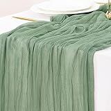 Sage Green Cheesecloth Table Runner Fall Wedding Birthday Party Home Decor