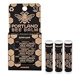 Portland Bee Balm All Natural Handmade Beeswax Based Lip Balm, Unscented 3 Count