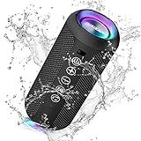 Ortizan Portable Bluetooth Speaker: IPX7 Waterproof, 24W Loud Sound, Deep Bass, Bluetooth 5.3, LED Lights, Wireless Stereo Pairing, 30H Playtime, for Home/Outdoor/Party/Beach, Birthday Gift (Black)