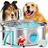 oneisall Dog Water Fountain, 7L/230oz/1.8G Quiet Dog Fountain Water Bowl, Stainless Steel Dog Water Fountain with Visual Water Level&Triple Filtration for Large Medium Small Breed Dogs Pets
