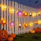 ShellKingdom Halloween Decorations String Lights, 20 LED Halloween Fairy Light for Indoor Outdoor Party Home Garden Window Lawn Decor, 9.8FT (Pumpkin, Mummy, Skull, Spider)