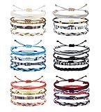 Florideco 24 Pcs Boho Surfer Bracelet Ankle Adjustable Beaded Anklets Unisex Handmade Braided Bracelet Waterproof Surfer Beach Bracelets Colorful Anklet Bracelets String Rope Jewelry for Women Men Classic