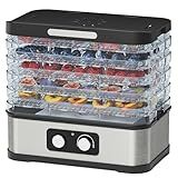 Konfintos Compact Food Dehydrator Machine for Jerky & Fruit, Small 250W Food Dryer, 5 Stackable BPA-Free Trays with Temperature Control for Beef and Deer Jerky, Mushroom, Herbs & Pet Treats, 72H Max