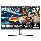 SANSUI 27 Inch IPS Gaming Monitor | 165Hz 1ms | PC Computer Monitor with Built-in Speakers for PS5 - DP1.4 | HDMI 2.0 | FHD 1080P | HDR | VESA Mount Support | Eye Cares | Free Sync | Black (G27F2S)
