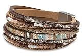 Fesciory Leather Wrap Bracelets for Women, Boho Western Layered Jewelry
