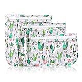 HIONXMGA TSA Approved Toiletry Bag, Set of 3 Clear Travel Toiletry Bag Quart Size Zipper Travel Pouch, Waterproof Makeup Cosmetic Bag for Women Men Kids Toiletries Carry on, Cacti A