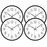 Lumuasky 4 Pack Black Wall Clock,12 Inch Silent Battery Operated Non Ticking Quartz Round Analog Classic Clock Modern Design for Home Office Classroom School Living Room Bedroom