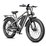Jasion EB5 Ultra Electric Bike for Adults, 2500W Peak Motor, 52V 20Ah Removable Battery, 26"x4" Fat Tire Ebike with Dual Suspension and Hydraulic Brakes, All-Terrain Electric Mountain Bike