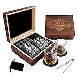 HEYPUB Whiskey Stones Gift Set,Whiskey Glasses Set 8 Granite Chilling Whisky Rocks, 2 Bourbon Glasses,Best Drinking Gifts for Men Dad Husband Birthday Anniversary Present，Plus 2 Free Coasters.