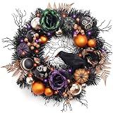 Valery Madelyn 18" Halloween Wreath with Lights for Front Door Party Decor