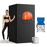 Portable Sauna Box for Home, Personal SPA Steam Sauna with 10 Min Fast Heating & 9 Levels Heat, Warm Sauna Tent with 3L/1200W Steamer, Folding Chair, Remote Control for Body Relaxation,32" x 32" x 71"