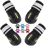 QUMY Dog Shoes for Large Dogs, Medium Dog Boots & Paw Protectors for Winter Snowy Day, Summer Hot Pavement, Water-Resistant in Rainy Weather, Outdoor Walking, Indoor Hardfloors Skid-Resistant Sole