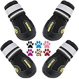 QUMY Dog Shoes for Large Dogs, Medium Dog Boots & Paw Protectors for Winter Snowy Day, Summer Hot Pavement, Water-Resistant in Rainy Weather, Outdoor Walking, Indoor Hardfloors Skid-Resistant Sole