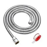 Blissland Shower Hose Extra Long 90 Inches Brushed Chrome Handheld Shower Head Hose with Brass Insert and Nut - Lightweight and Flexible