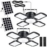 Aqonsie Solar Shed Light Outdoor Indoor, 176LED Solar Powered Motion Sensor Pendant Light Daytime Available, Solar Indoor Lights with 5 Lighting Modes & Remote for Shed Gazebo Barn Garage, 2 Pack