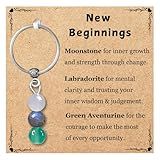 YOYOKIT Natural Crystal Keychain Gift for Women, New Beginnings Gifts Healing Stone Key Chains Handmade Gift for New Job, Next Chapter, College, Birthday for Her Friends