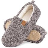 EverFoams Women’s Soft Curly Memory Foam Slippers Grey,7-8 US