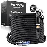 Relxitl Garden Hose, Flexible Water Hose, Ultra Lightweight Non-Expanding hose with 10 Function Sprayer, Leak proof, Pressure Resistant for Yard, Outdoor (Black, 50FT)
