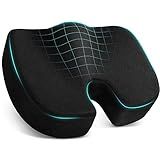 TushGuard Office/ Car Seat Cushion, Non-Slip Sciatica & Back Coccyx Tailbone Pain Relief Chair Pad, Memory Foam Butt Pillow for Computer Desk, Wheelchair, Driving (Black)