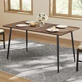 VASAGLE 55.1" Dining Table for 4-6 People, Modern Kitchen Table, Heat-Resistant Tabletop, Quick Assembly, for Dining Room, Natural Walnut and Ink Black, Island Collection UKDT100K02V2