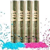 Revealations Gender Reveal Confetti Cannon - Set of 4 (2 Pink, 2 Blue) Gender Reveal Party Supplies Air Compressed Confetti Poppers - Biodegradable Tissue for Party Celebrations