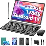 Android Tablet, 11 inch Android 15 Tablet with Keyboard, 24GB+128GB, 1TB Expand, 8000mAh, 5MP+13MP, 2.4G&5G WiFi, IPS Touch Screen, GMS Certified, 2 in 1 Tablets with Case, Mouse, Stylus(Green)