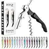 HYZ 2-Pack Wine Opener Waiter Corkscrew, Professional Wine Key for Servers, Bartender, with Foil Cutter, Manual Wine Bottle Opener Double Hinged (Black)