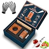 NESTIQ® Rolling Knife Sharpener Tool Kit I Kitchen Knife Sharpener Set With Leather Strop, Cut Resistant Gloves and Eraser I Roller Knife Sharpening Offers 2 Diamond Disc and (15°/18°/20°/22°) Angles