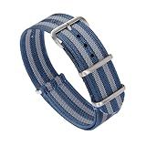 TACTICAL FROG Nylon Watch Band 18mm 19 mm 20mm 22 mm 24 mm, Waterproof Military Watch Straps Replacement for Men Women, With Stainless Steel Buckle (Blue Gray, 20mm)