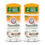 ARM & HAMMER Essentials Deodorant - Made with Natural Deodorizers - Coconut Geranium - Free From Aluminum, Parabens & Phthalates, 2.5 oz (Pack of 2)