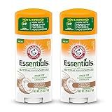 ARM & HAMMER Essentials Deodorant - Made with Natural Deodorizers - Coconut Geranium - Free From Aluminum, Parabens & Phthalates, 2.5 oz (Pack of 2)