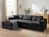 Vongrasig 105" Boneless Couches for Living Room, Sectional Couches Modular Sofa with L-Shaped Chaise, Memory Foam Comfy Cloud Couch with Plush Corduroy Fabric, No Assembly Required, Black